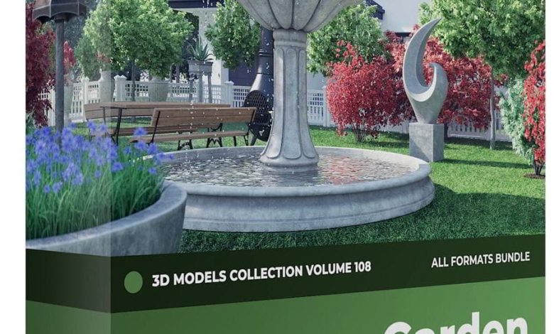 دانلود رایگان مدل سه بعدی تزئینی باغ CGAxis – Garden Decorations 3D Models Collection – Volume 108