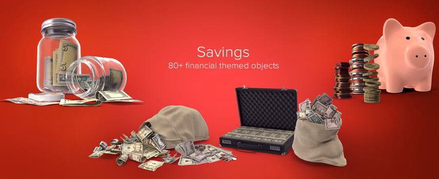 عکس گرافیکی پس انداز پول و سکه و ارز PixelSquid – Savings Collection