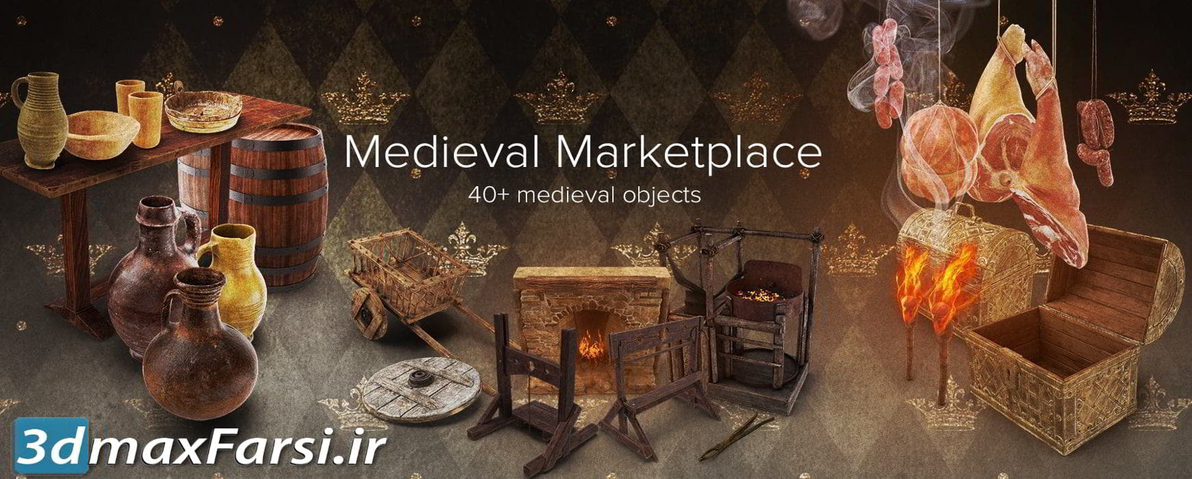 عکس گرافیکی استوک بازار قرون وسطی PixelSquid – Medieval Marketplace Collection