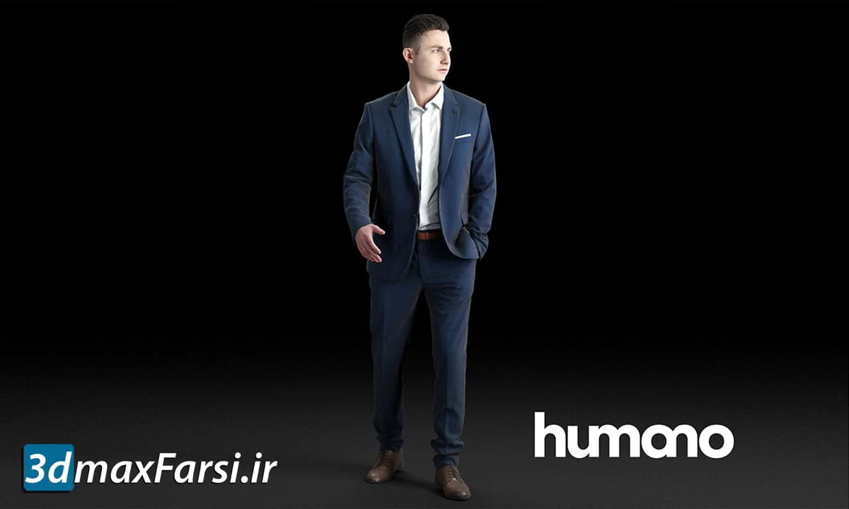 دانلود آبجکت انسان تری دی مکس راینو Humano Elegant business man in a suit walking 0102