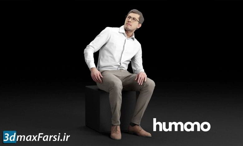 دانلود کاراکتر انسان آقا در حالت نشسته Humano Elegant business man in shirt sitting and looking 0115