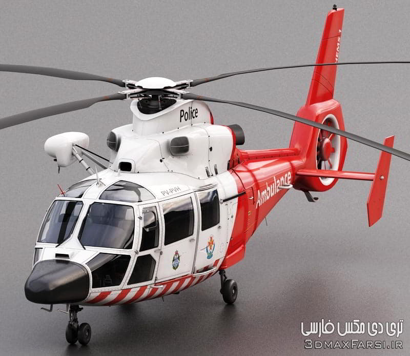 آبجکت هلیکوپتر آمبولانس Turbosquid 3D Model Eurocopter AS 365 Air Ambulace