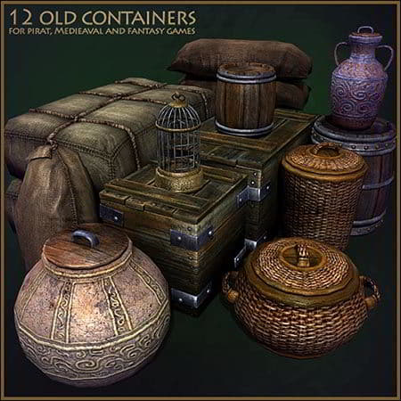 مجموعه 12 نوع جعبه، صندوقچه قدیمی TurboSquid Medieval Container Set