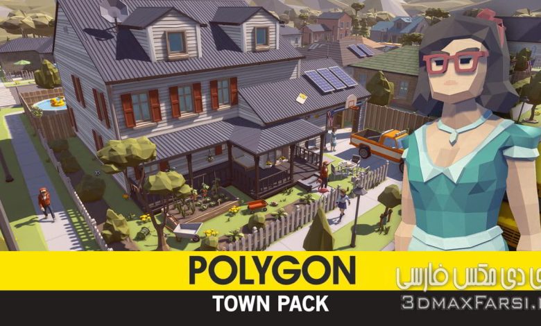 دانلود آبجکت و مدل های سه بعدی یک شهر به صورت لوپلی Cgtrader – POLYGON – Town Pack Low-poly 3D model
