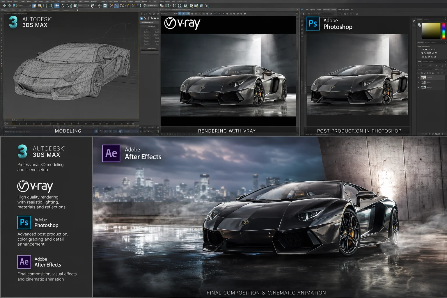 آموزش جامع رندر ماشین (Vray, 3ds Max, Photoshop, After Effects) : از صفر تا یه شاهکار فوق العاده واقعی