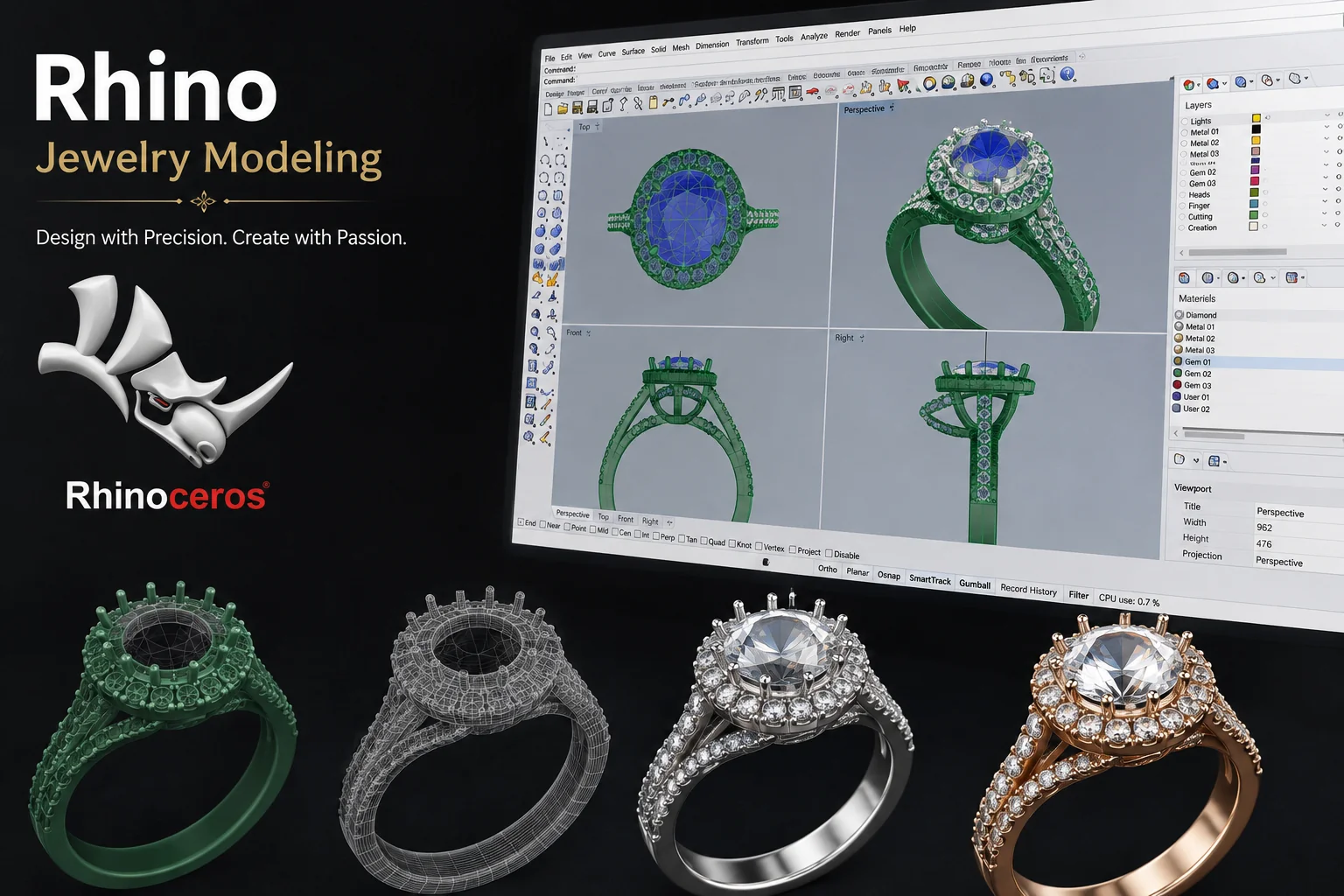 آموزش آموزش مدلسازی جواهرات با راینو Rhino - Rhinoceros 3D