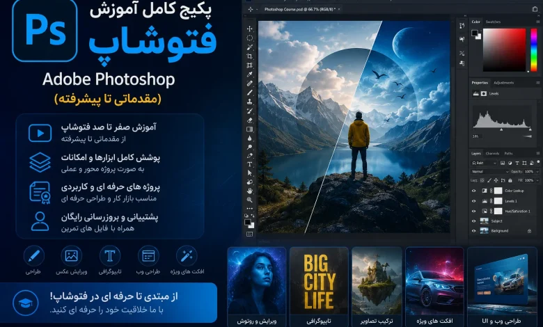 آموزش کامل فتوشاپ رایگان (مقدماتی تا پیشرفته)