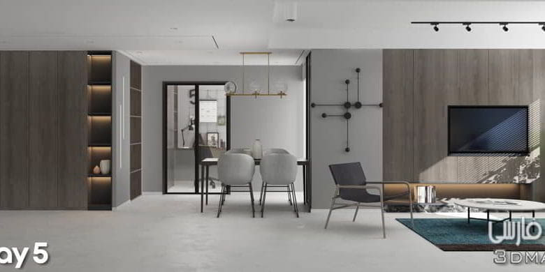 صحنه سه بعدی آپارتمان 102 (تری دی مکس+ ویری)