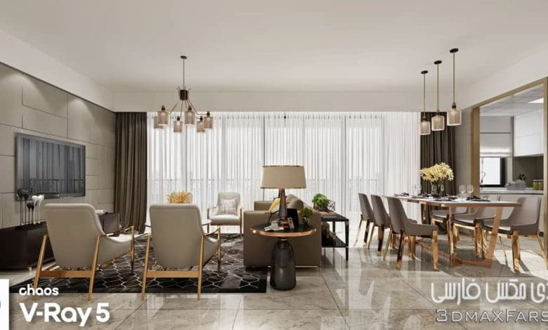 صحنه سه بعدی آپارتمان 155 (تری دی مکس+ ویری)