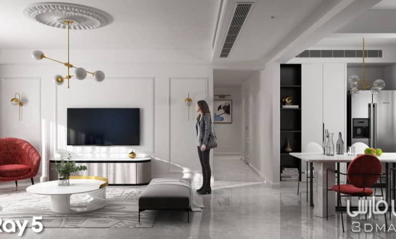 صحنه سه بعدی آپارتمان 95 (تری دی مکس+ ویری)