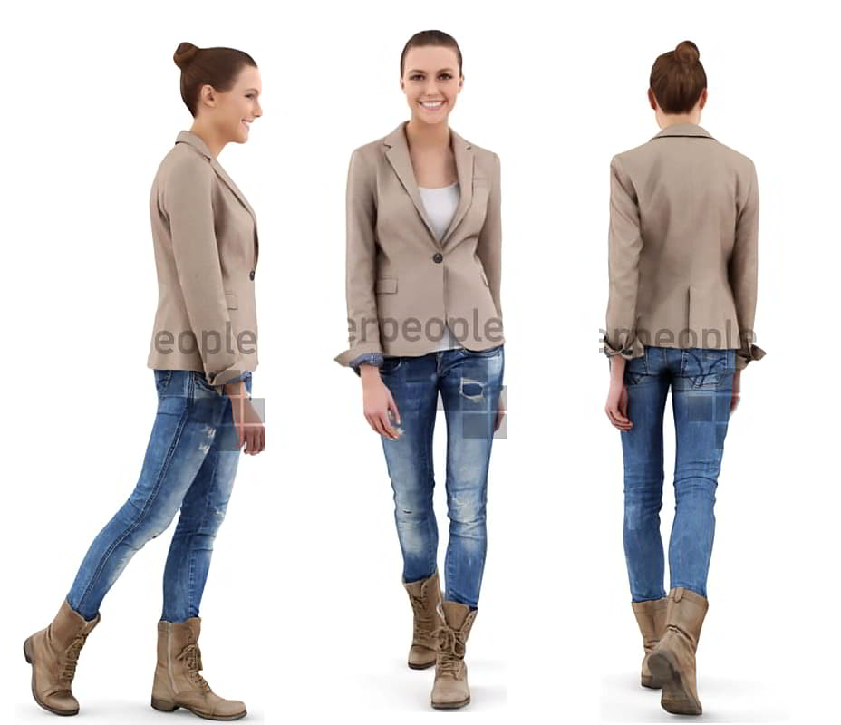 مدل سه بعدی زن در حال راه رفتن