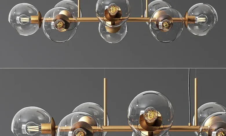 مدل سه بعدی لوستر تری دی مکس Light Staggered Glass Chandelier