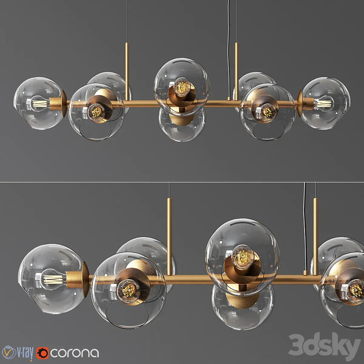 مدل سه بعدی لوستر تری دی مکس Light Staggered Glass Chandelier