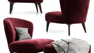 مدل سه بعدی صندلی راحتی تری دی مکس Armchair minotti aston