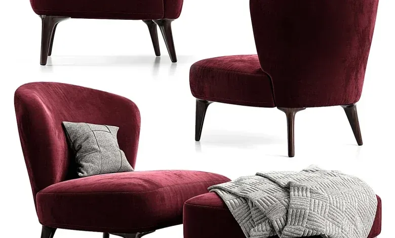 مدل سه بعدی صندلی راحتی تری دی مکس Armchair minotti aston