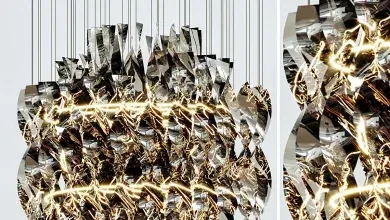 مدل سه بعدی آبجکت لوستر، روشنایی تری دی مکس Aura fumo chandelier