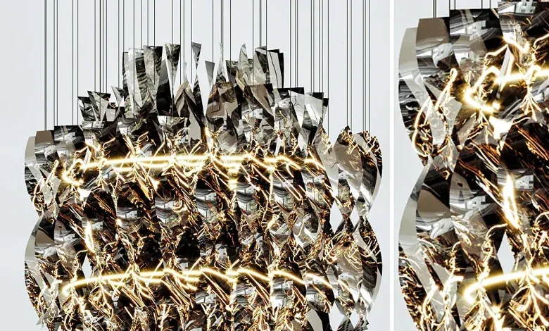 مدل سه بعدی آبجکت لوستر، روشنایی تری دی مکس Aura fumo chandelier