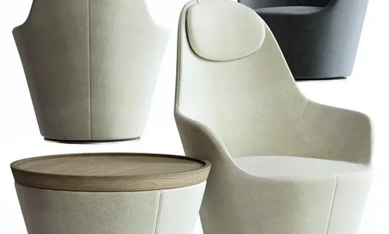 مدل سه بعدی صندلی راحتی تری دی مکس + ویری کرونا B&B Italia Harbor armchair