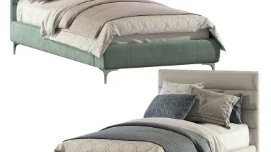 مدل سه بعدی تخت خواب تک نفره تری دی مکس + ویری Bed Pfeiffer Upholstered Bed 2