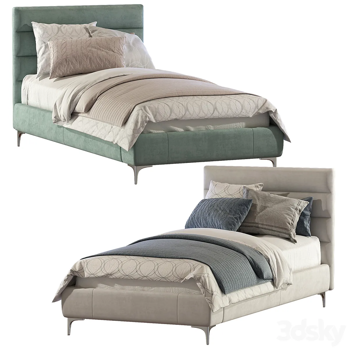 مدل سه بعدی تخت خواب تک نفره تری دی مکس + ویری Bed Pfeiffer Upholstered Bed 2