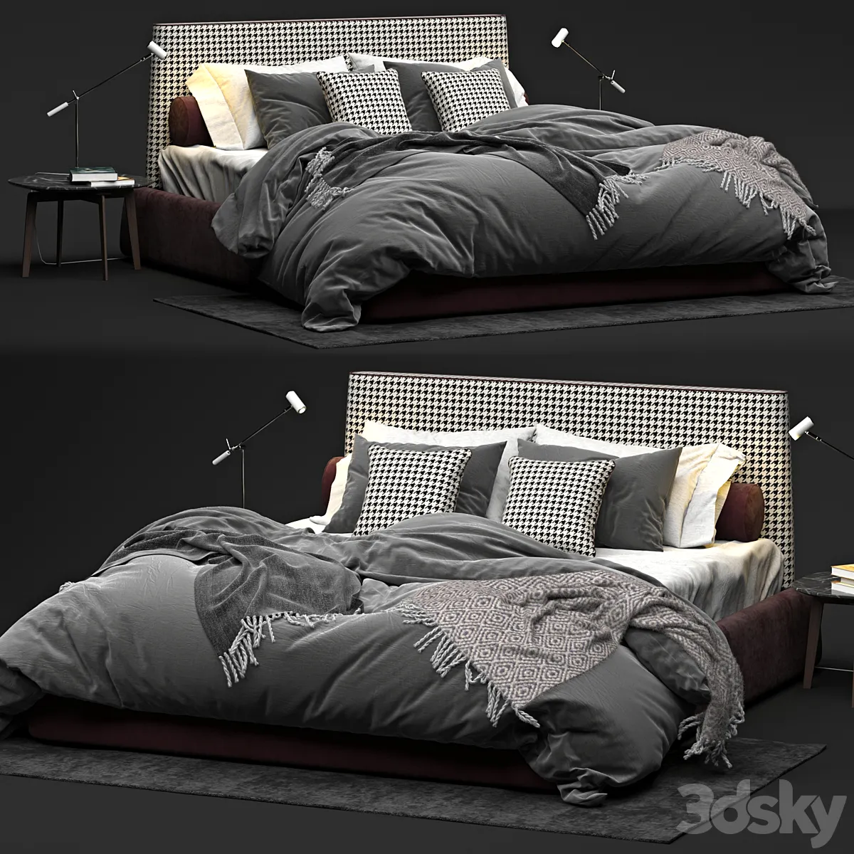 مدل سه بعدی تخت خواب تری دی مکس + ویری Bed Twils Byron