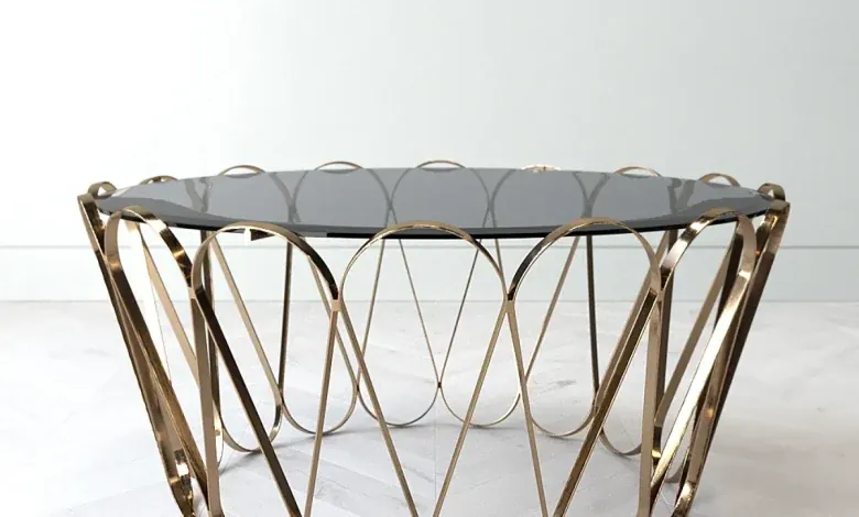 مدل سه بعدی میز شیشیه ای لوکس تری دی مکس + ویری Boca Do Lobo AQUARIUS Center Table