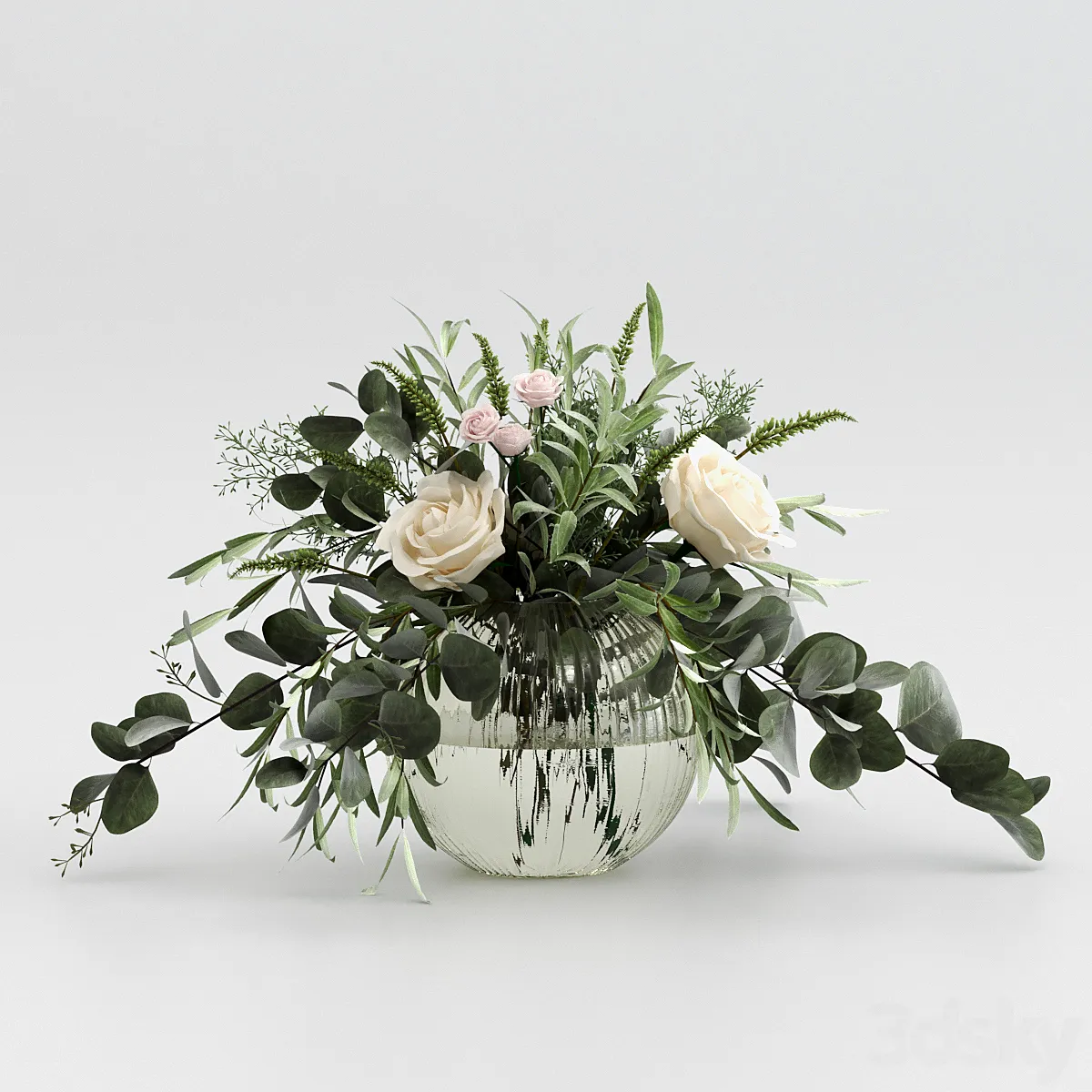 مدل سه بعدی گل رز تری دی مکس Bouquet of roses and grass