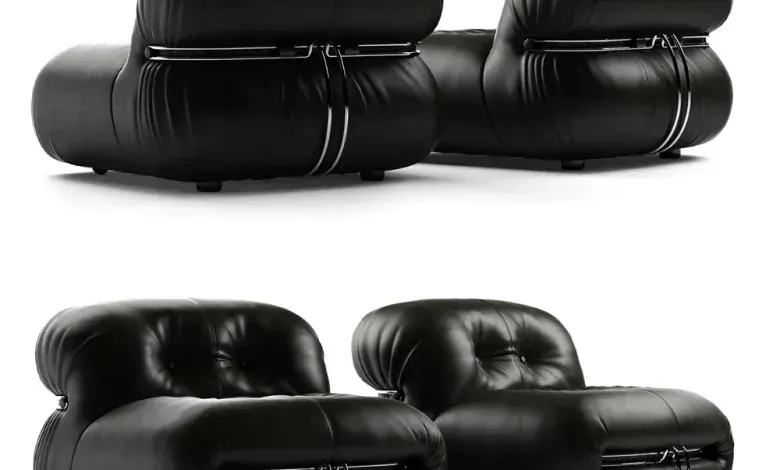 مدل سه بعدی صندلی راحتی کاسینا سوریانا تری دی مکس + کرونا Cassina Soriana Armchair