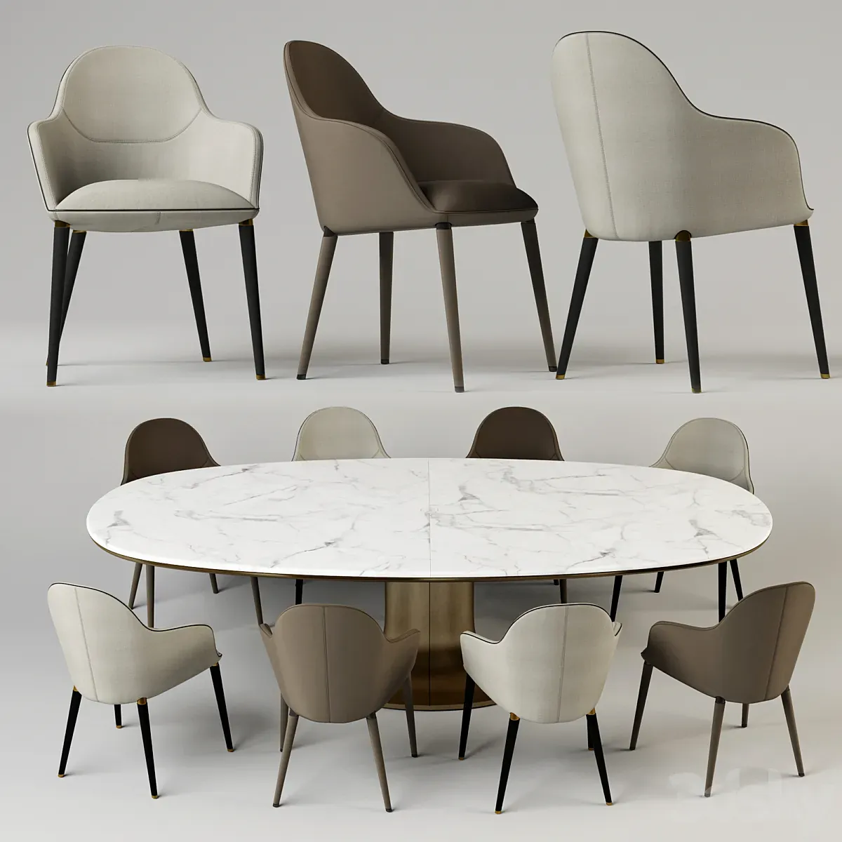 مدل سه بعدی می غذا خوری تری دی مکس + ویری Chairs by Giorgetti Selene Giorgetti Mizar table