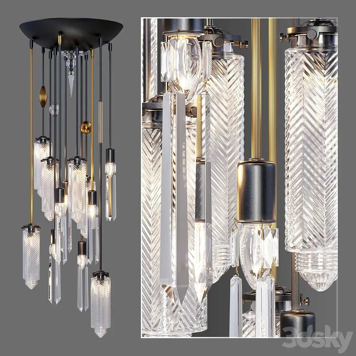 دانلود 3dsky - Chandelier AXIS 12 ARM FIXTURE 2015