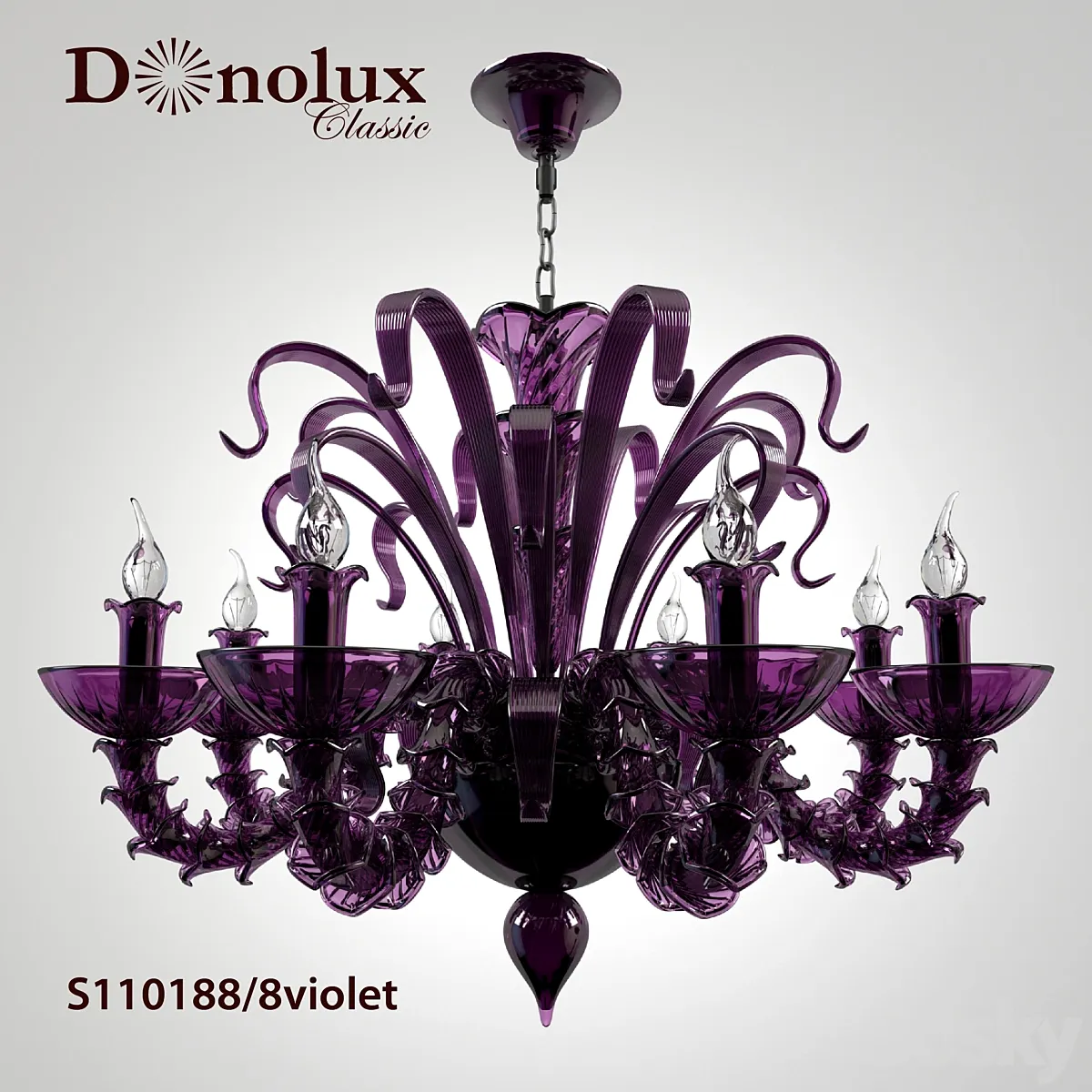 مدل سه بعدی لوستر تری دی مکس Chandelier Donolux S110188 8violet
