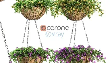 دانلود 3dsky – Flowers in pots on a chain. Petunia. 4 models