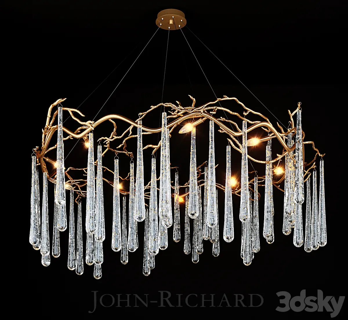 دانلود 3dsky – John Richard Brass and Glass Teardrop Eight-Light Chandelier