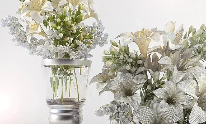 دانلود آبجکت 3dsky – Bouquet of lilies with lilies of the Valley