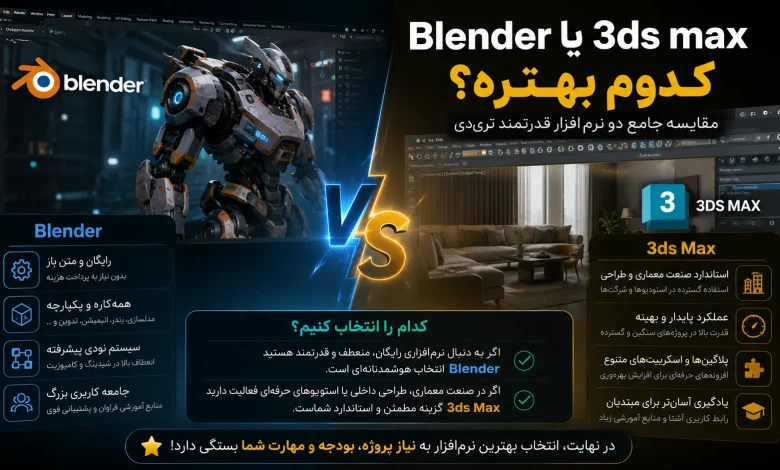 بلندر یا تری دی مکس؟ کدوم بهتره؟ 3 تفاوت مهم