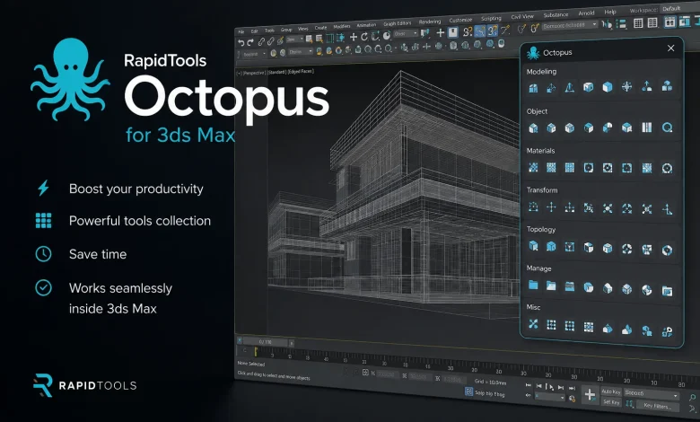 دانلود RapidTools - Octopus 3.16 برای تری دی مکس 2016-2026